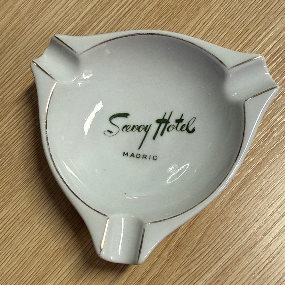 Vintage Porcelain Ashtray from the Savoy Hotel in Madrid